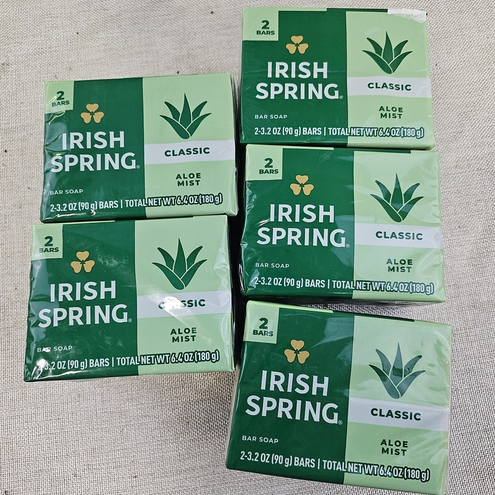 IRISH SPRING 3.2 Oz. Classic Aloe Mist Bars Of Soap 2 Pack Lot Of 5 (10‎ Bars)